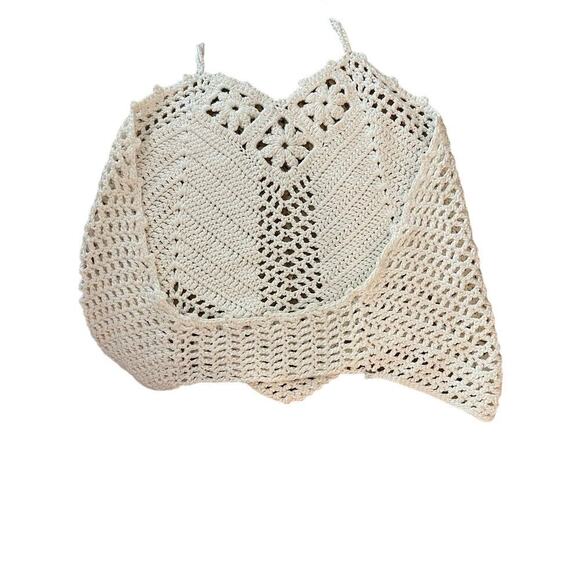 Tops hand crochet crop camisole see through inserts med - Picture 2 of 4